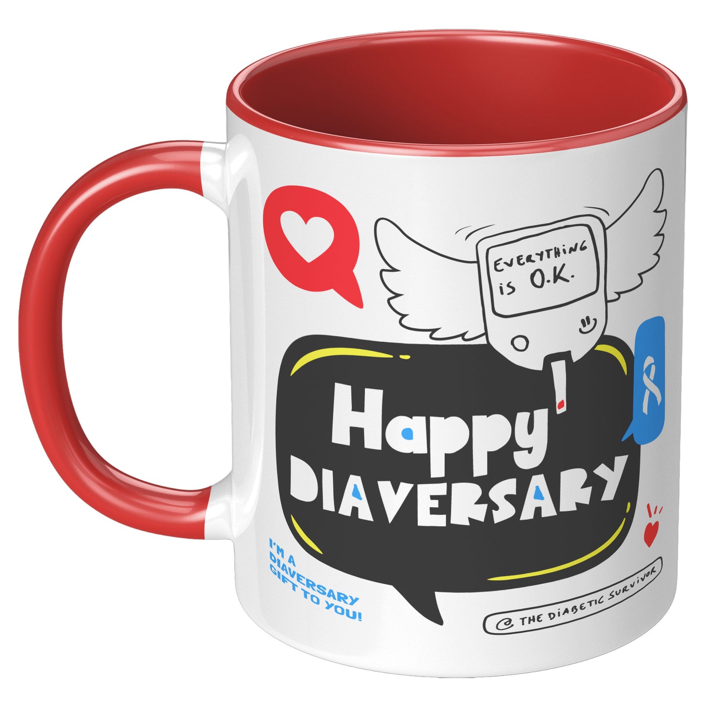 all red ceramic mug to celebrate your diaversary