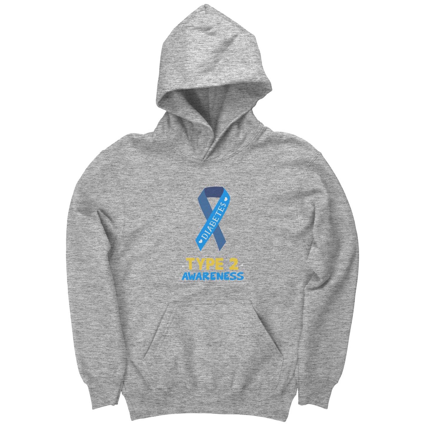 Type 2 Diabetes Awareness Blue Ribbon sport heather grey