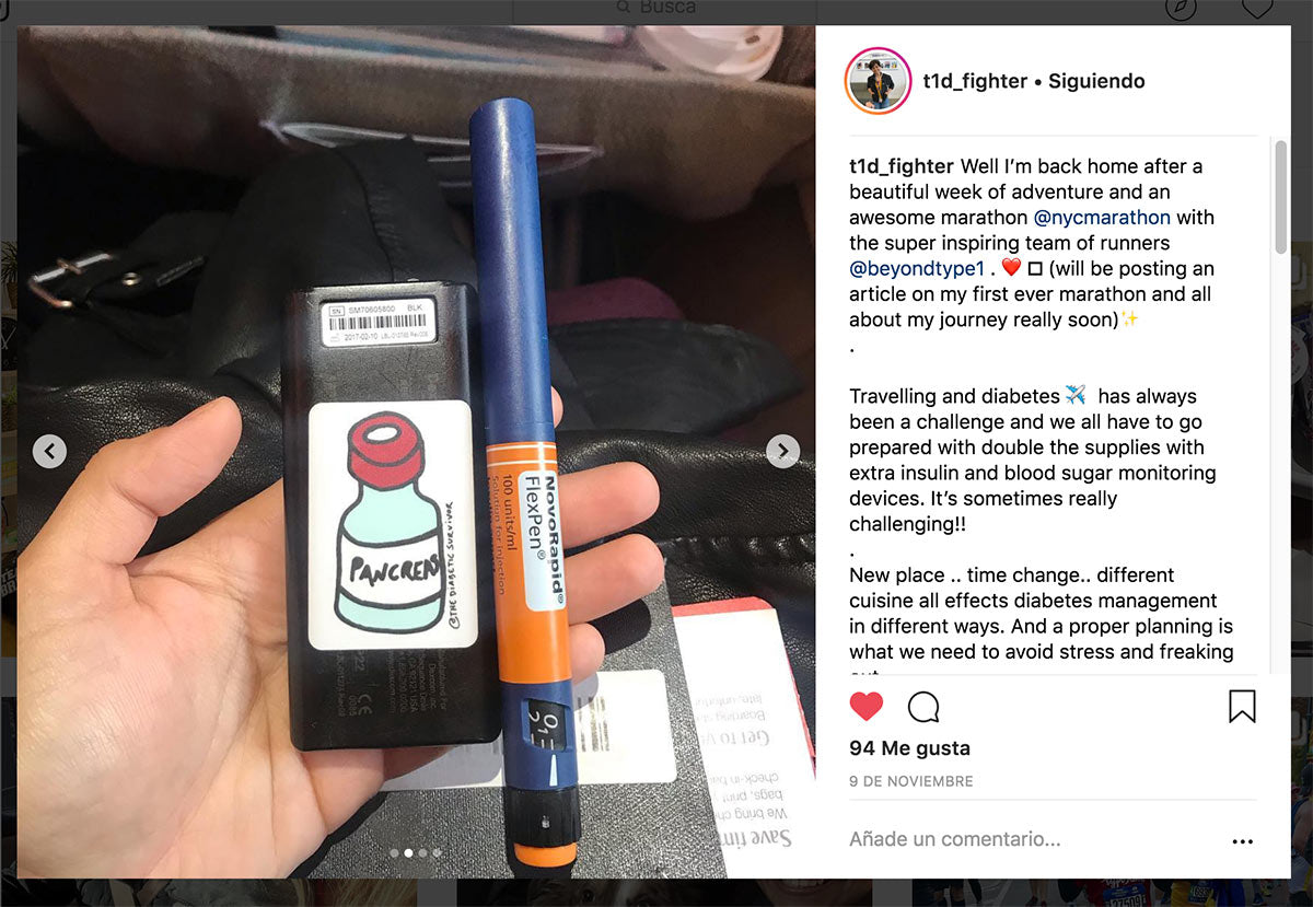 hand holding an insulin flex pen novo rapid with sticker