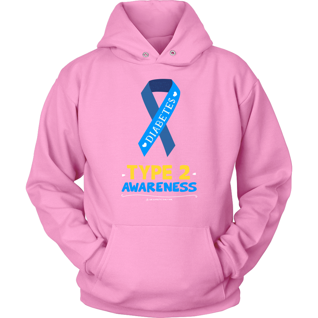 Diabetes Type 2 Awareness Blue Ribbon - Pink Hoddie