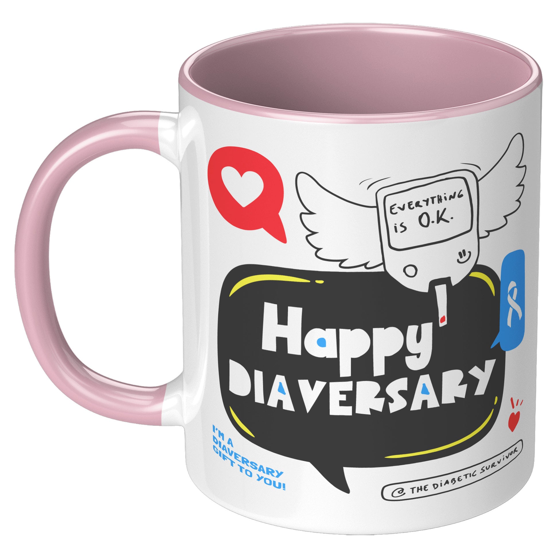 happy diaversary pink mug