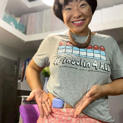 Person living with diabetes with Unisex T-shirt # insulin 4 all with omnipod insulin pump