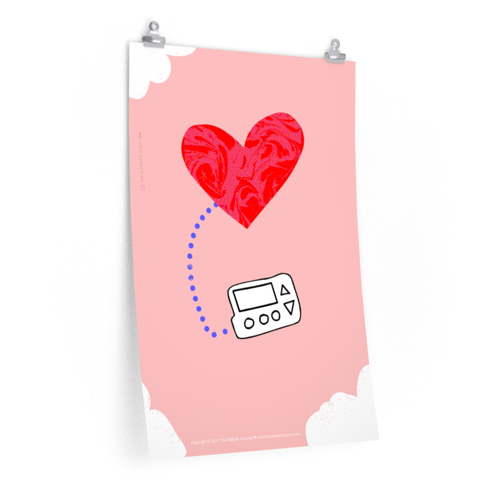 insulin pump poster with red heart